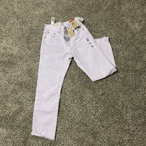 Levis original cropped purple jeans